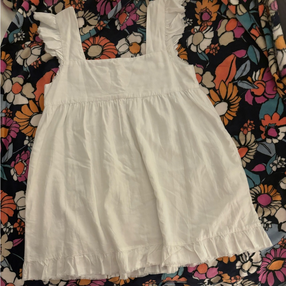 Nwt White Flutter Sleeve Linen Blend Lined Mini D… - image 3